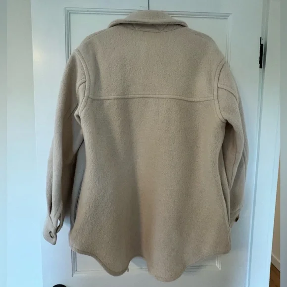 Wilfred Free Light Beige Shacket with Subtle Olive Trim - Picture 2 of 4